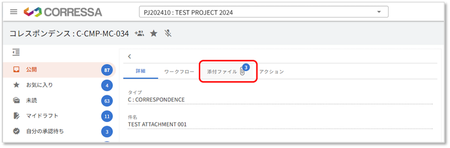 Correspondence Number of attachments